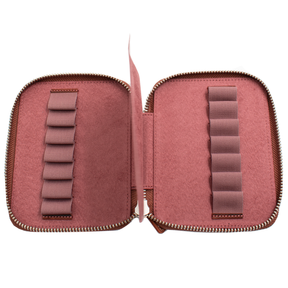 Galen Leather Co. Zippered Collector Pen Case for 14 Kawecos - Crazy Horse Orange