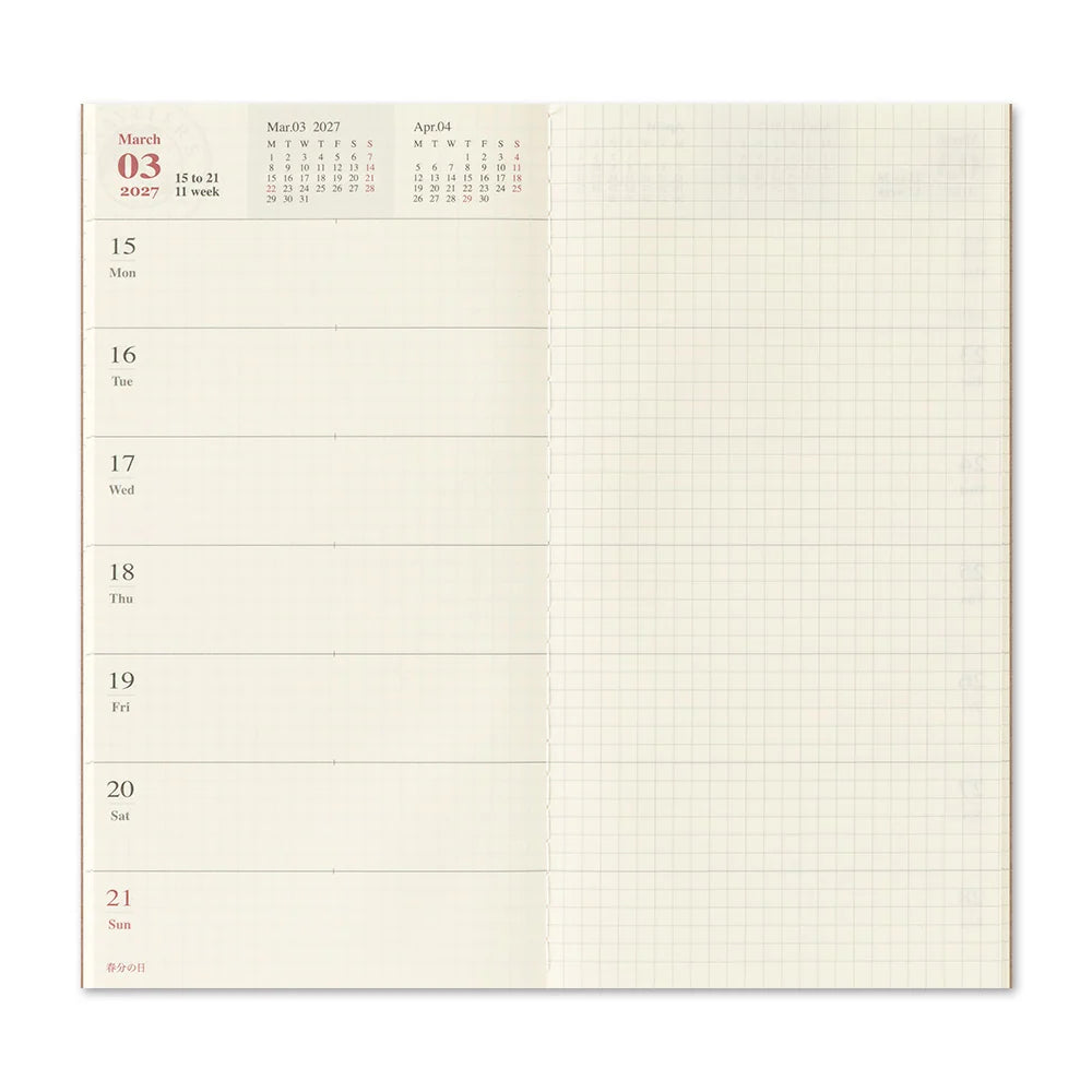 TRAVELER'S COMPANY Regular Size Diary 2027 - Weekly + Memo