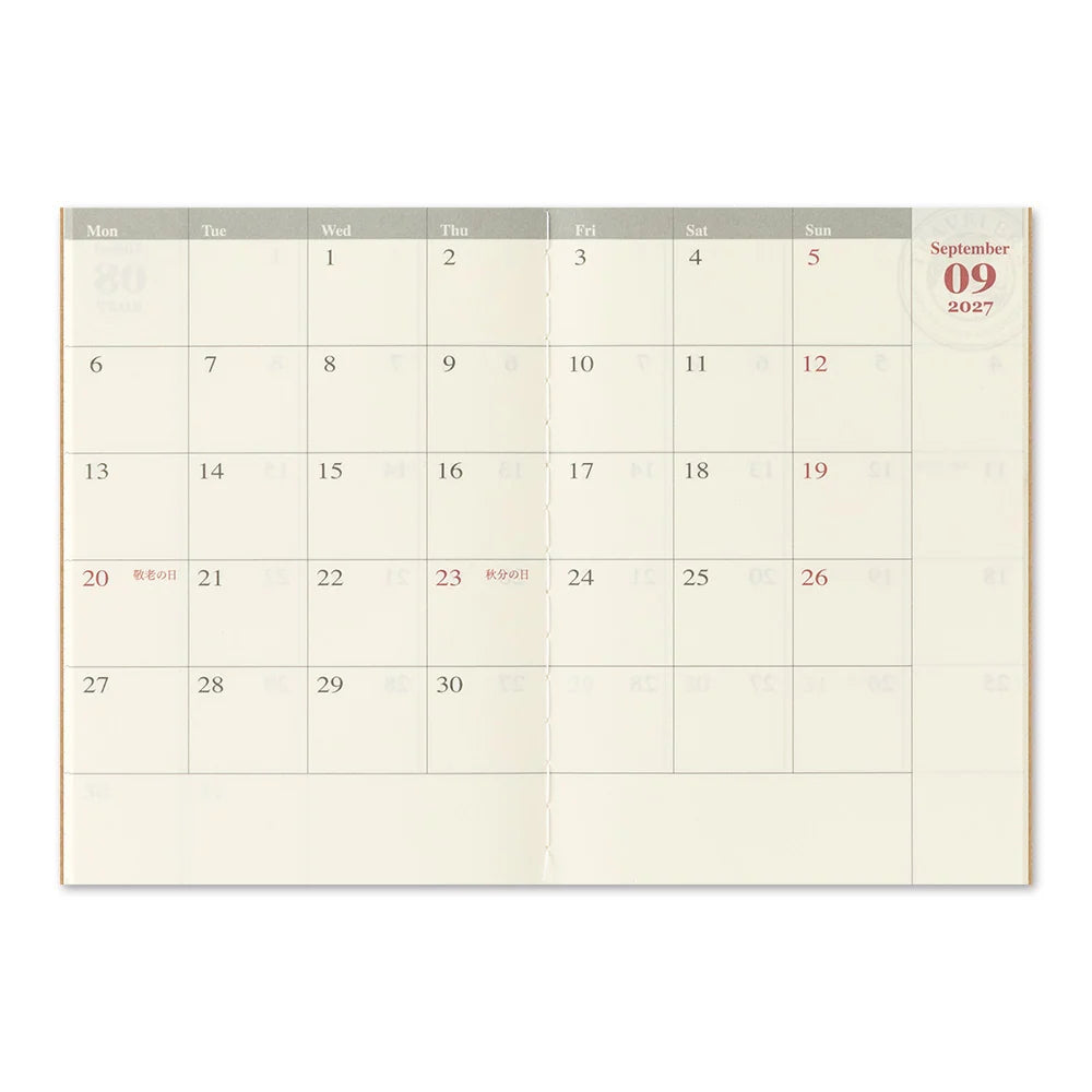 TRAVELER'S COMPANY Passport Size Diary 2027 - Monthly