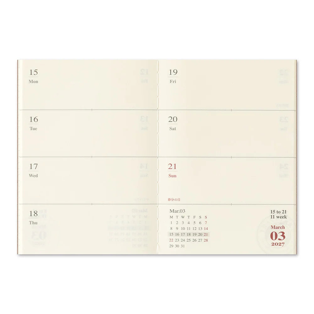 TRAVELER'S COMPANY Passport Size Diary 2027 - Weekly