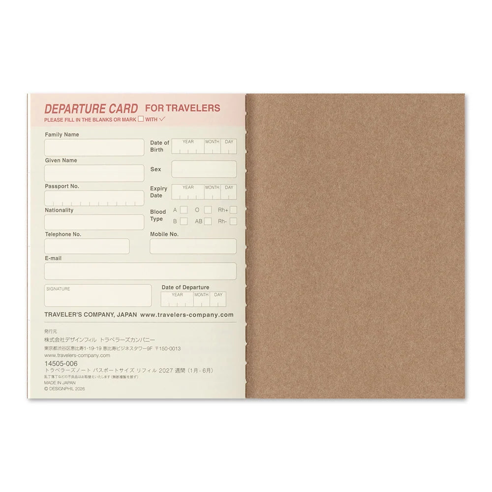 TRAVELER'S COMPANY Passport Size Diary 2027 - Weekly