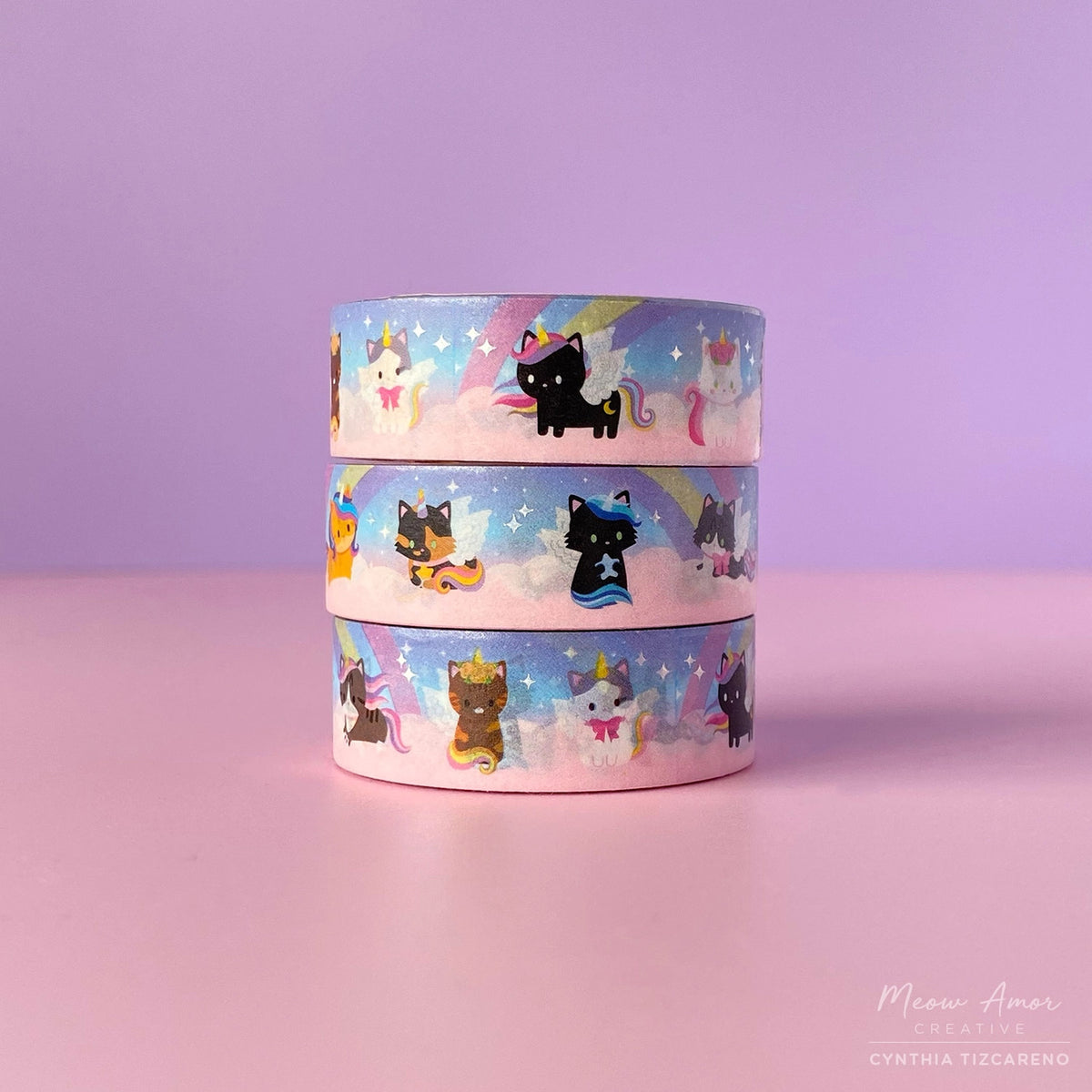 Meow Amor Creative Washi Tape - Unicorn Pegasus Cats Holo Foil