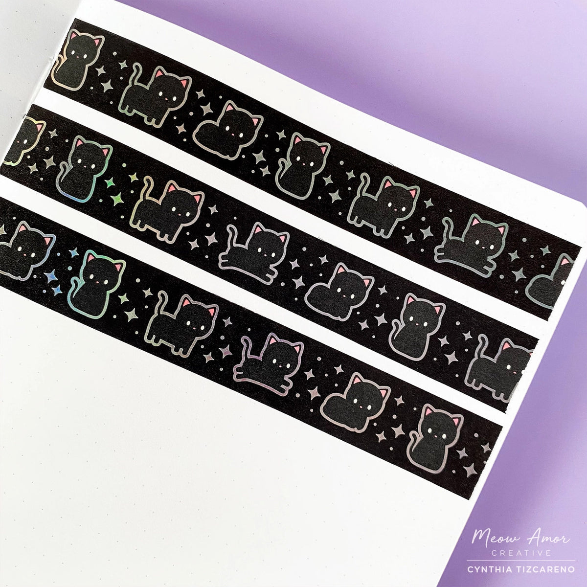 Meow Amor Creative Washi Tape - Void Cat Holographic Foil