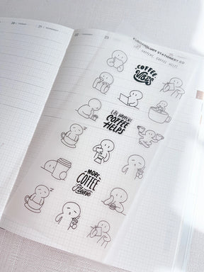 Kuboandlucy Stationery Co. Sticker Sheet - Life Happens, Coffee Helps