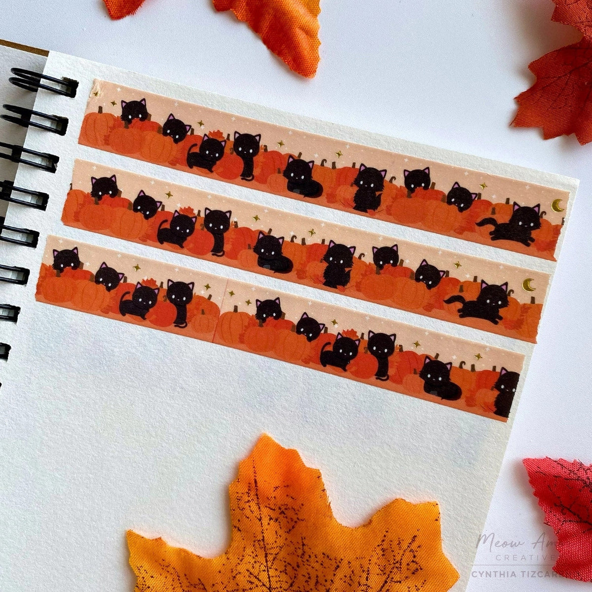 Meow Amor Creative Washi Tape - Pumpkin Patch Gold Foil