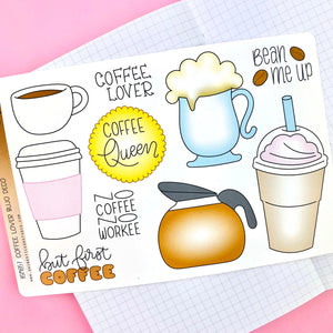 Shine Sticker Studio Sticker Sheet - Coffee Lover Bujo