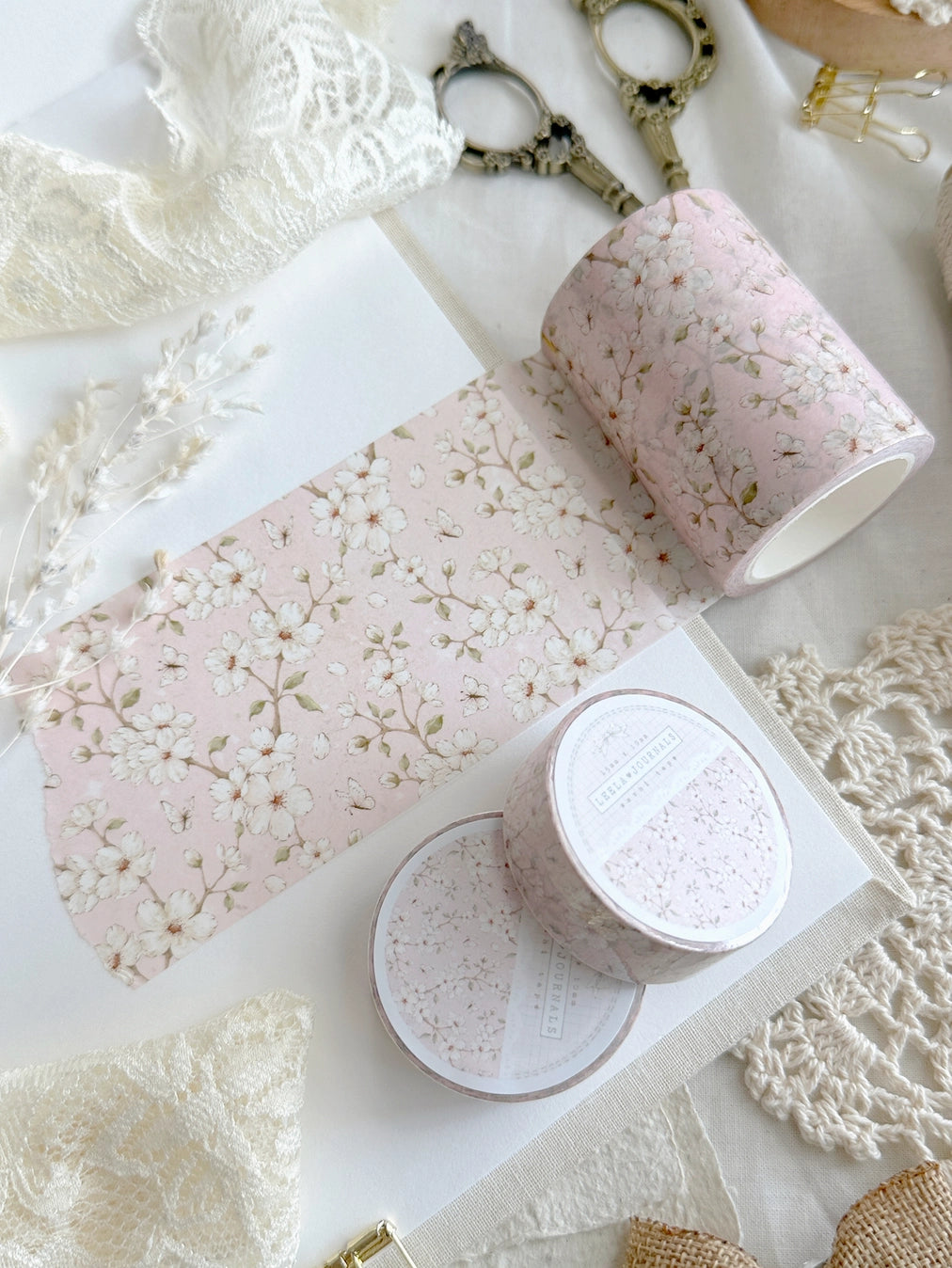 Leelajournals Washi Tape - Pink Sakura Floral