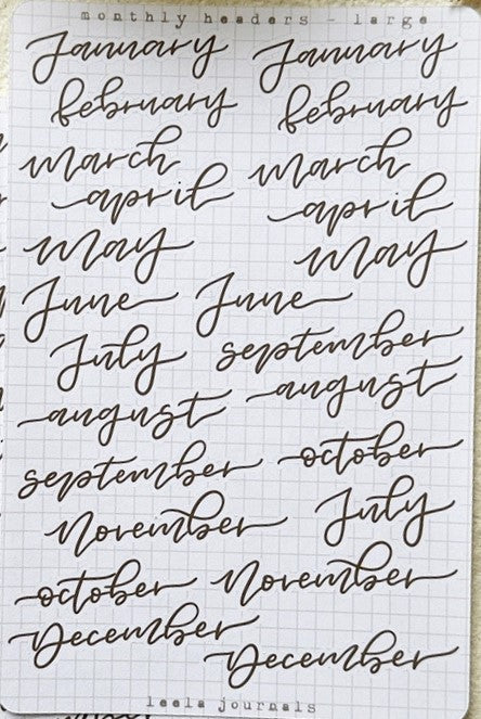 Leelajournals Journaling Sticker Sheet - Large Monthly Headers