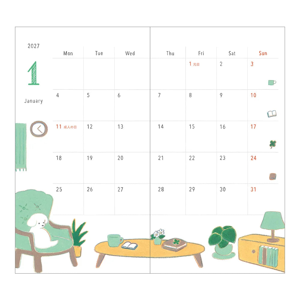 Midori 2027 Pocket Diary Slim (B6) - Dog