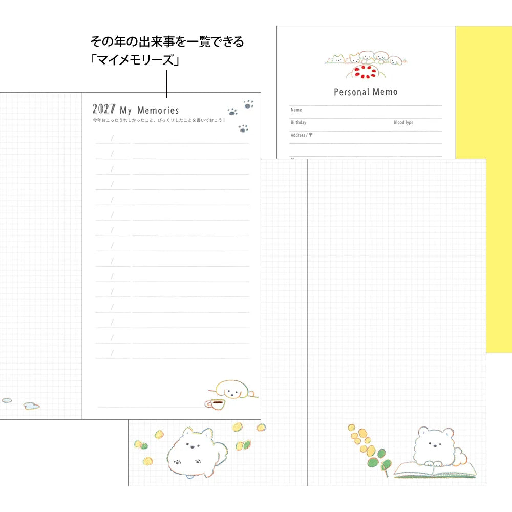 Midori 2027 Pocket Diary Slim (B6) - Dog
