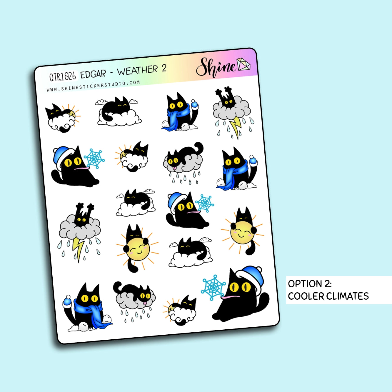 Shine Sticker Studio Sticker Sheet - Edgar Cooler Weather Deco