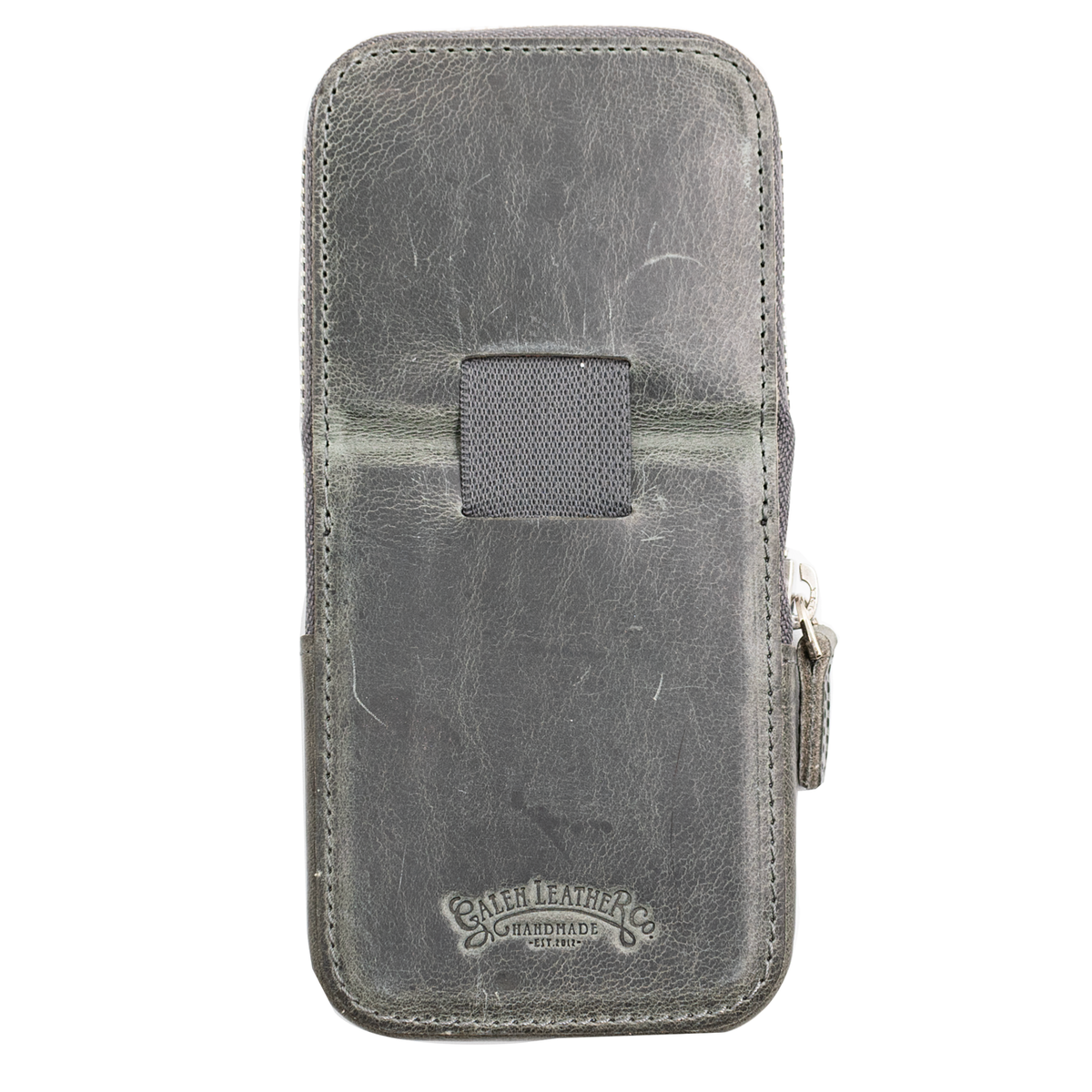 Galen Leather Co. Zipper Magnum Opus 3 Slot Hard Pen Case - Crazy Horse Smoky