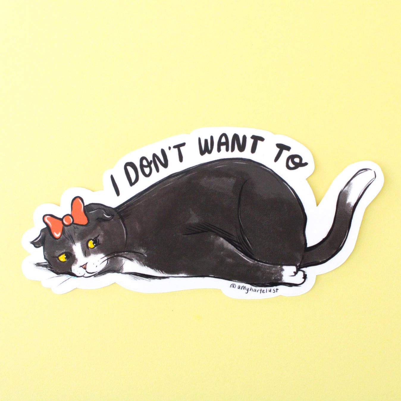 Amy Hartelust Art & Illustration - Vinyl Sticker - Tired Cat