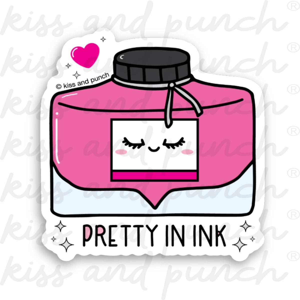 Kiss and Punch - Vinyl Sticker - Pretty In Ink Bottle