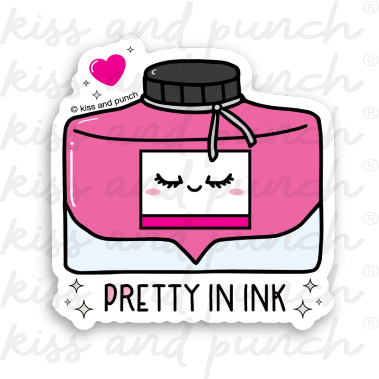 Kiss and Punch - Vinyl Sticker - Pretty In Ink Bottle