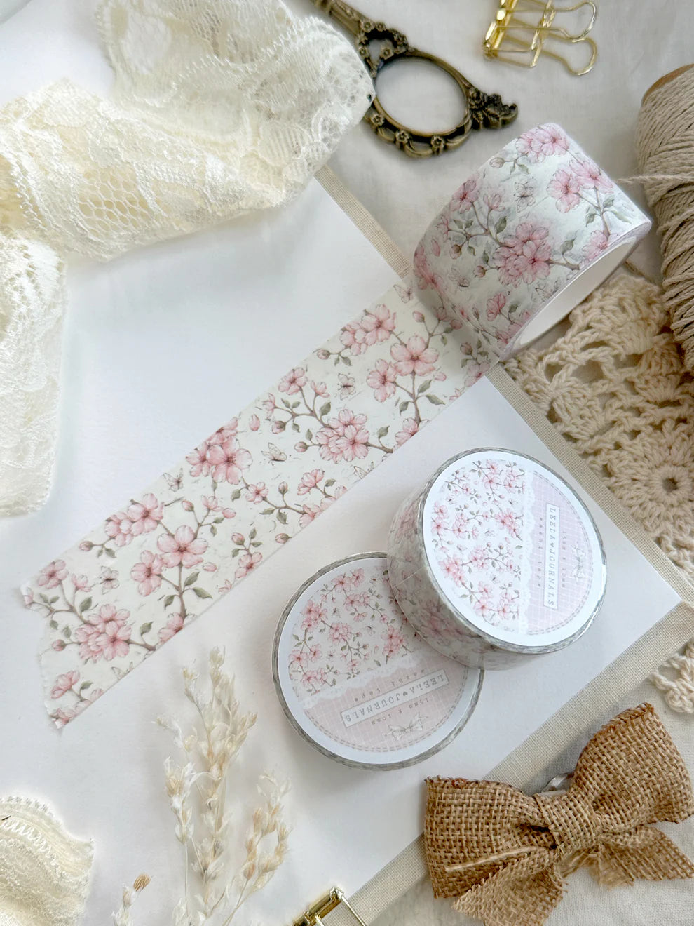 Leelajournals Washi Tape - Cream Sakura Floral