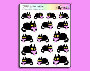 Shine Sticker Studio Sticker Sheet - Edgar the Cat Heart Planner Stickers