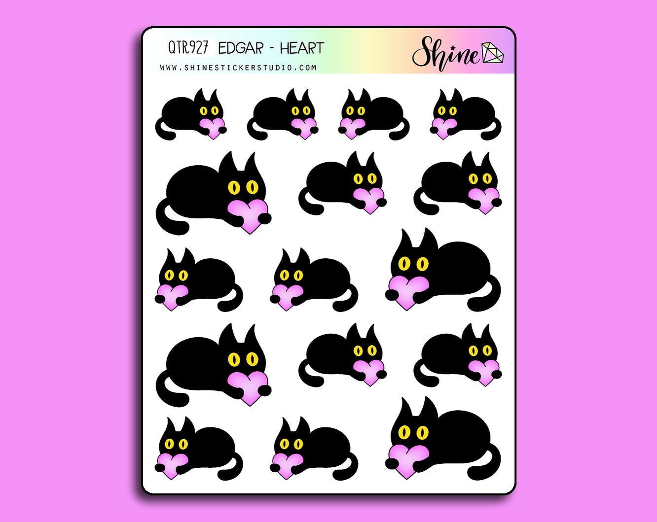 Shine Sticker Studio Sticker Sheet - Edgar the Cat Heart Planner Stickers