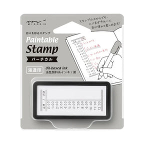 Midori Paintable Stamp - Pre Inked - Half Size Vertical Time