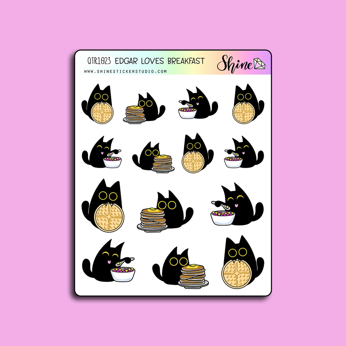 Shine Sticker Studio Sticker Sheet - Edgar Loves Breakfast Deco