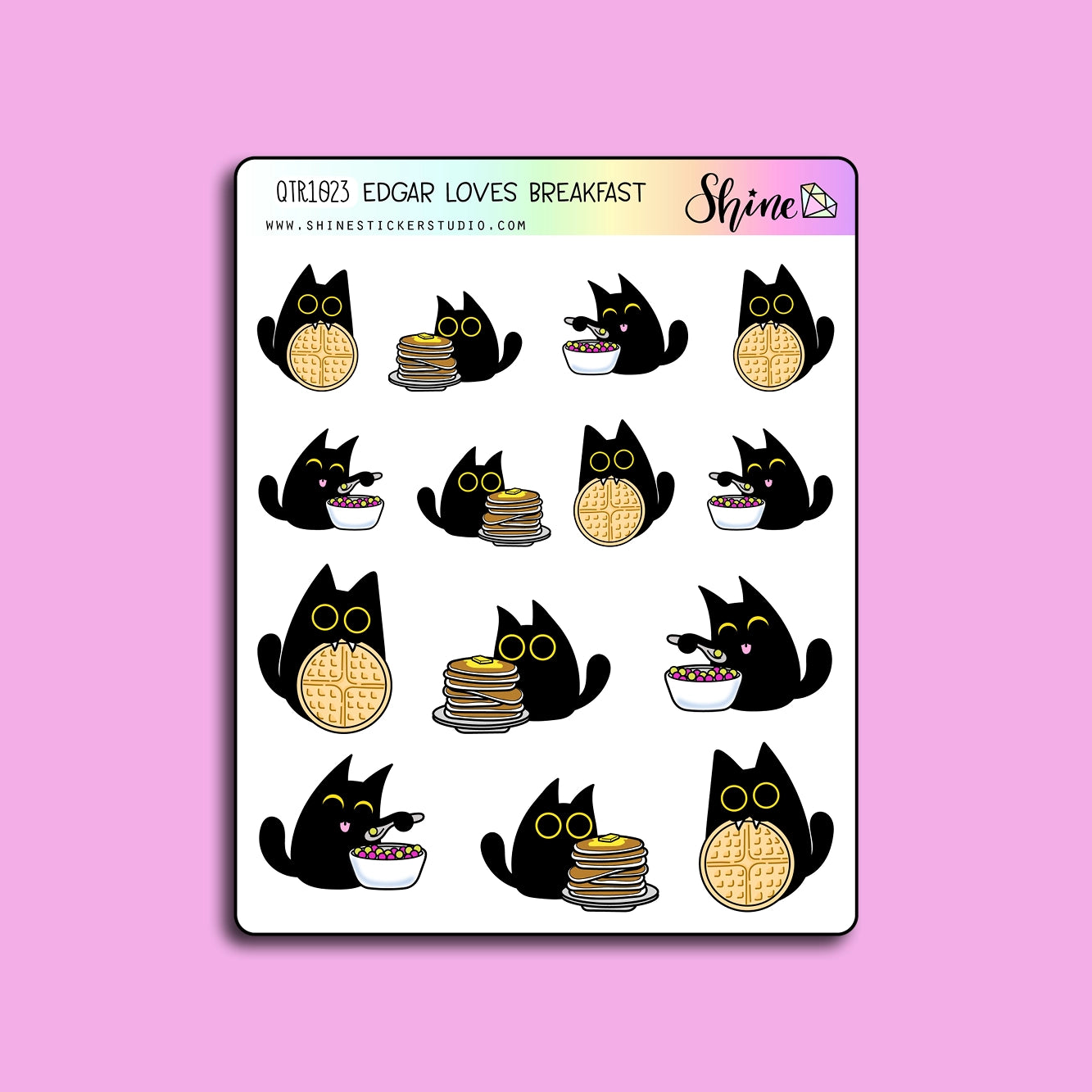 Shine Sticker Studio Sticker Sheet - Edgar Loves Breakfast Deco