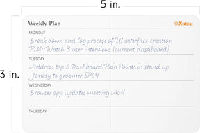 Notsu - Note Cards 3x5 - Scored Weekly Planner
