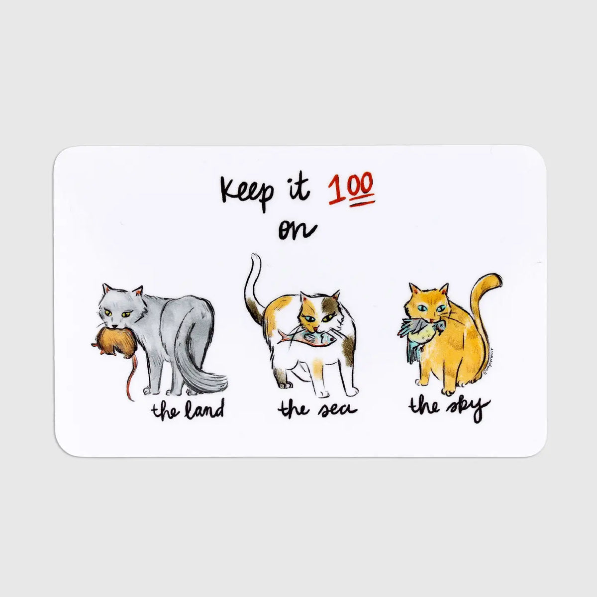Amy Hartelust Art & Illustration - Vinyl Sticker - Keep It 100 Cats