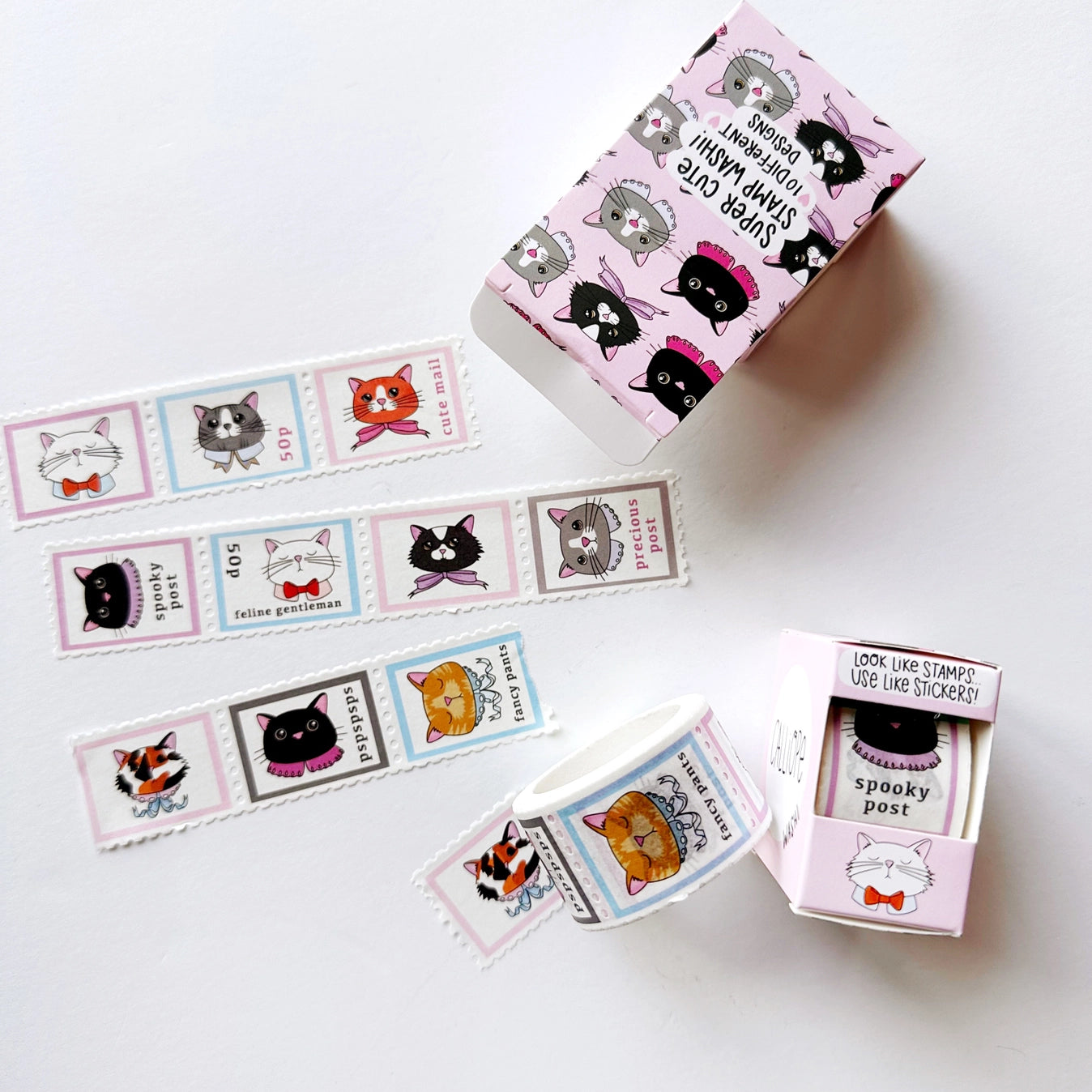 Calliope Pencil Factory - Washi Tape - Fancy Felines Faux Stage Stamp