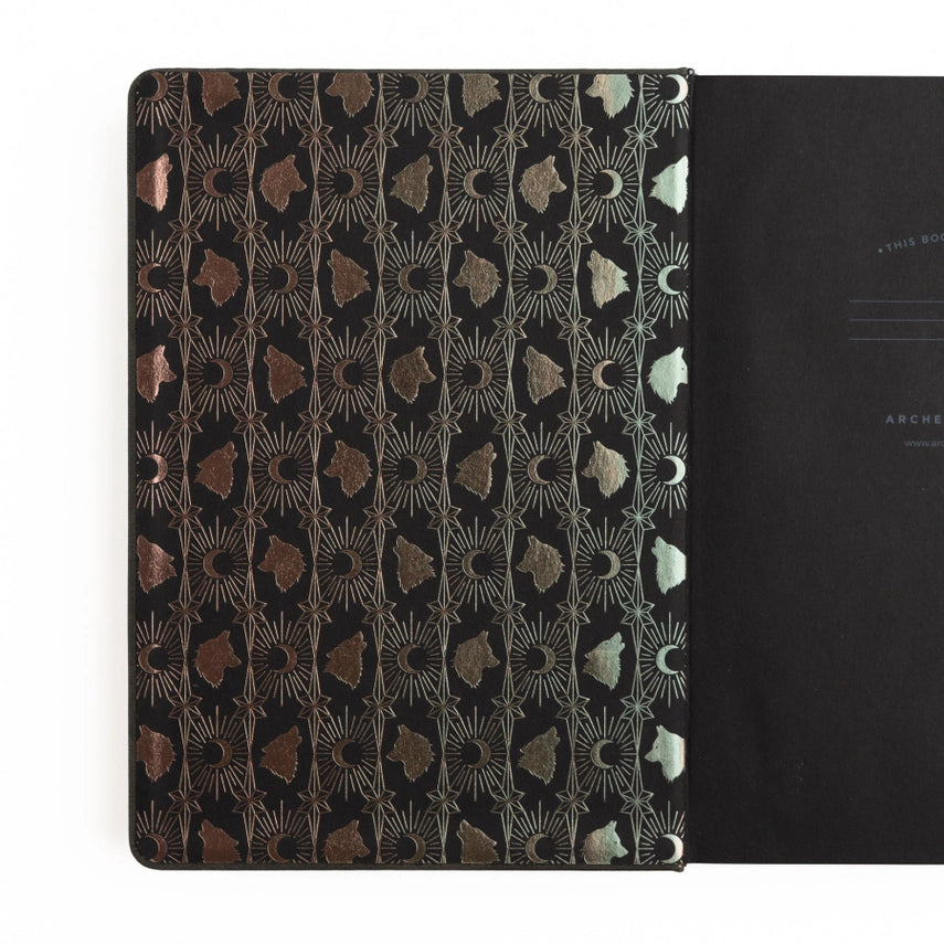 Archer & Olive - Black Dot Grid Notebook - Wolf in the Night A5