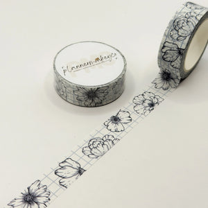 Plannermonkeyco - Washi Tape - Minimal Floral Grid