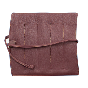 Nagasawa 5 Pen Kip Leather Pen Roll - Bordeaux