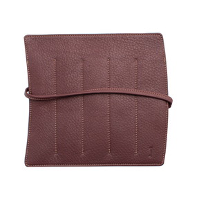 Nagasawa 5 Pen Kip Leather Pen Roll - Bordeaux