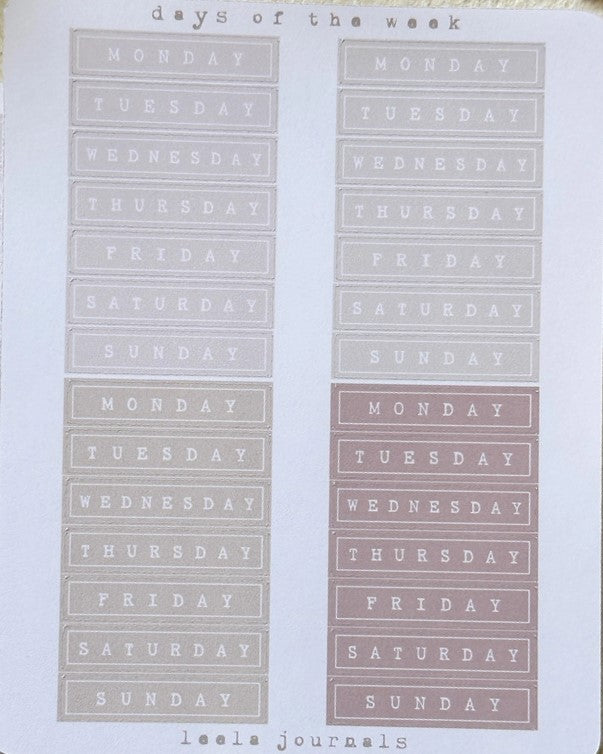 Leelajournals Journaling Sticker Sheet - Squared Weekly Headers With Border
