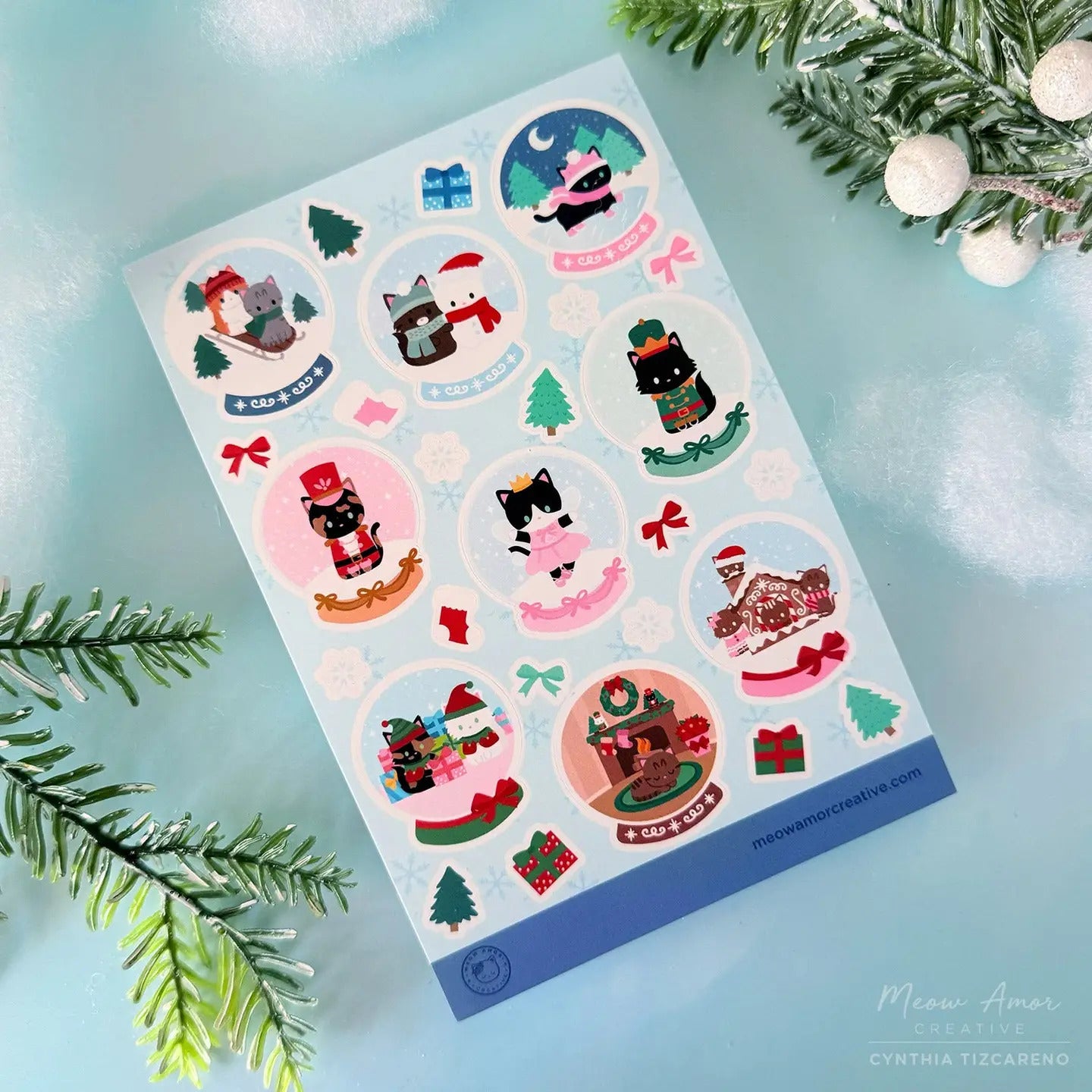 Meow Amor Creative Sticker Sheet - Snowglobe