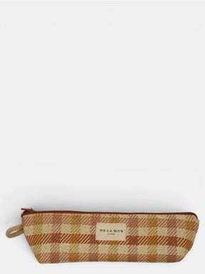 De La Mur Line US Inc. - Gingham Jacquard Pencil Case - Terracotta & Orange