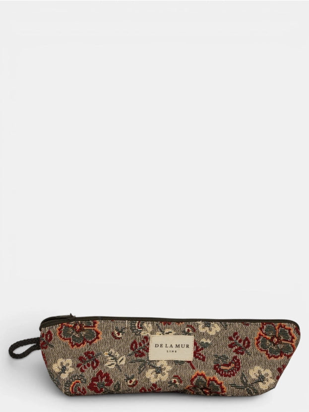 De La Mur Line US Inc. - Floral Jacquard Pencil Case - Burgundy & Gray