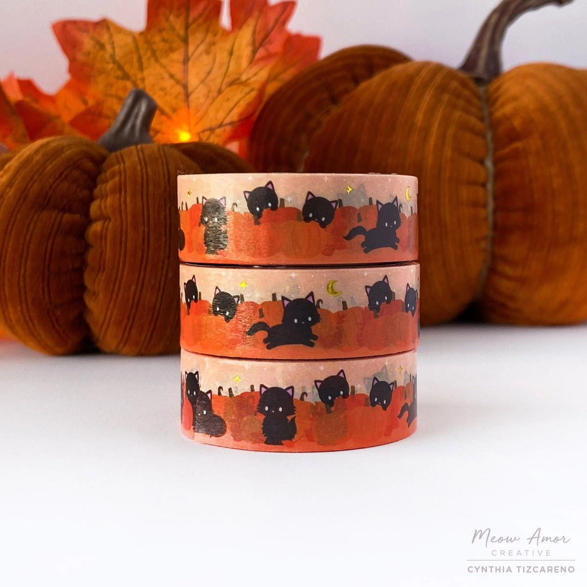 Meow Amor Creative Washi Tape - Pumpkin Patch Gold Foil