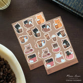 Meow Amor Creative Sticker Sheet - Coffee Cats