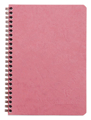 Clairefontaine Basics - A5 Side Wirebound Notebook With Pockets- Rose Lined