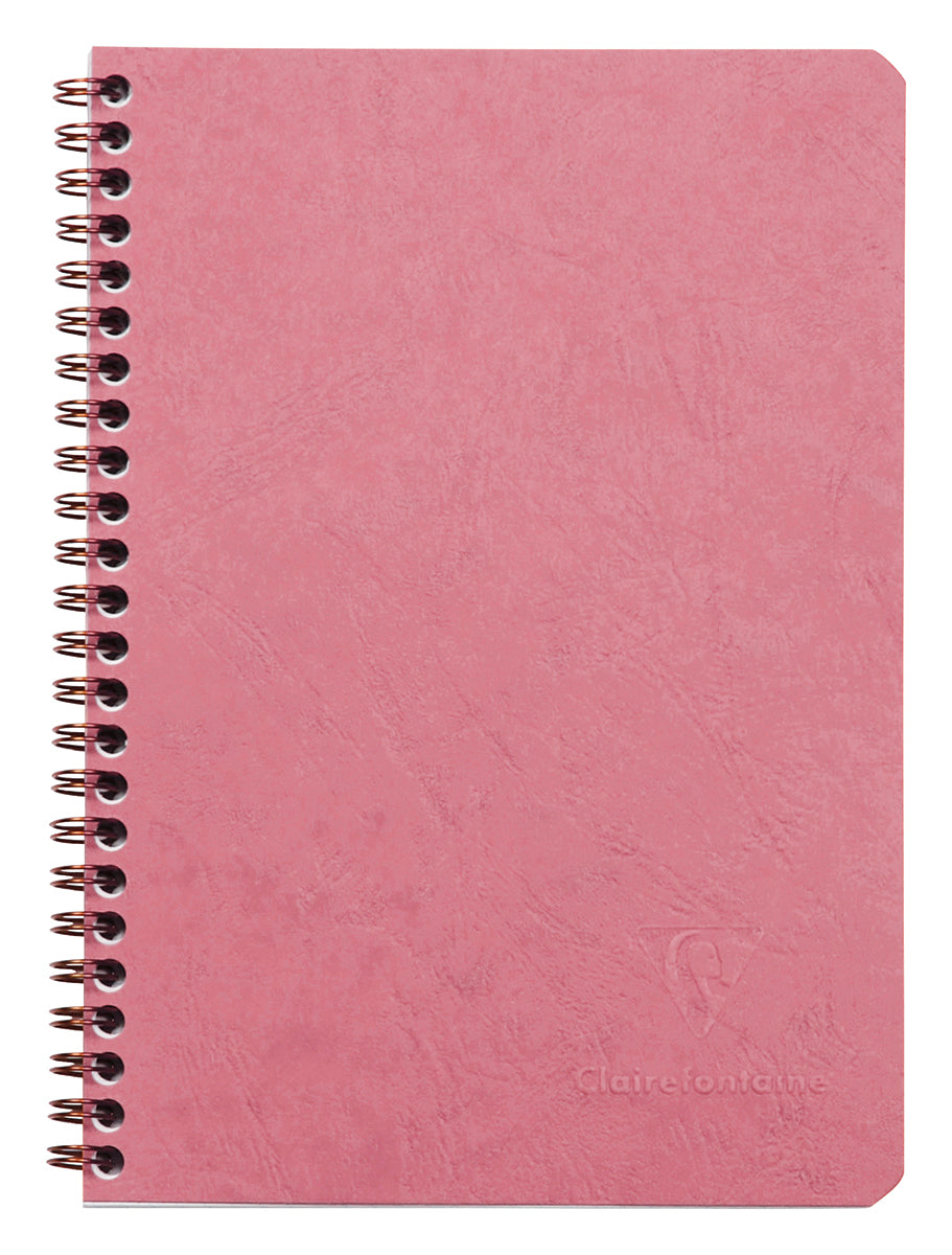 Clairefontaine Basics - A5 Side Wirebound Notebook With Pockets- Rose Lined