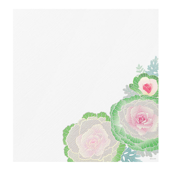 Midori Letter Pad 004 Silk Printing Flowering Kale Wreath