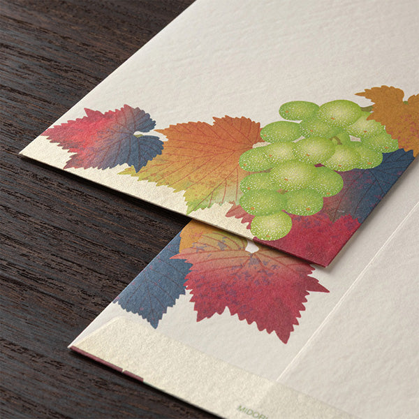 Midori Envelopes - Silk Printing Grape Pattern 040