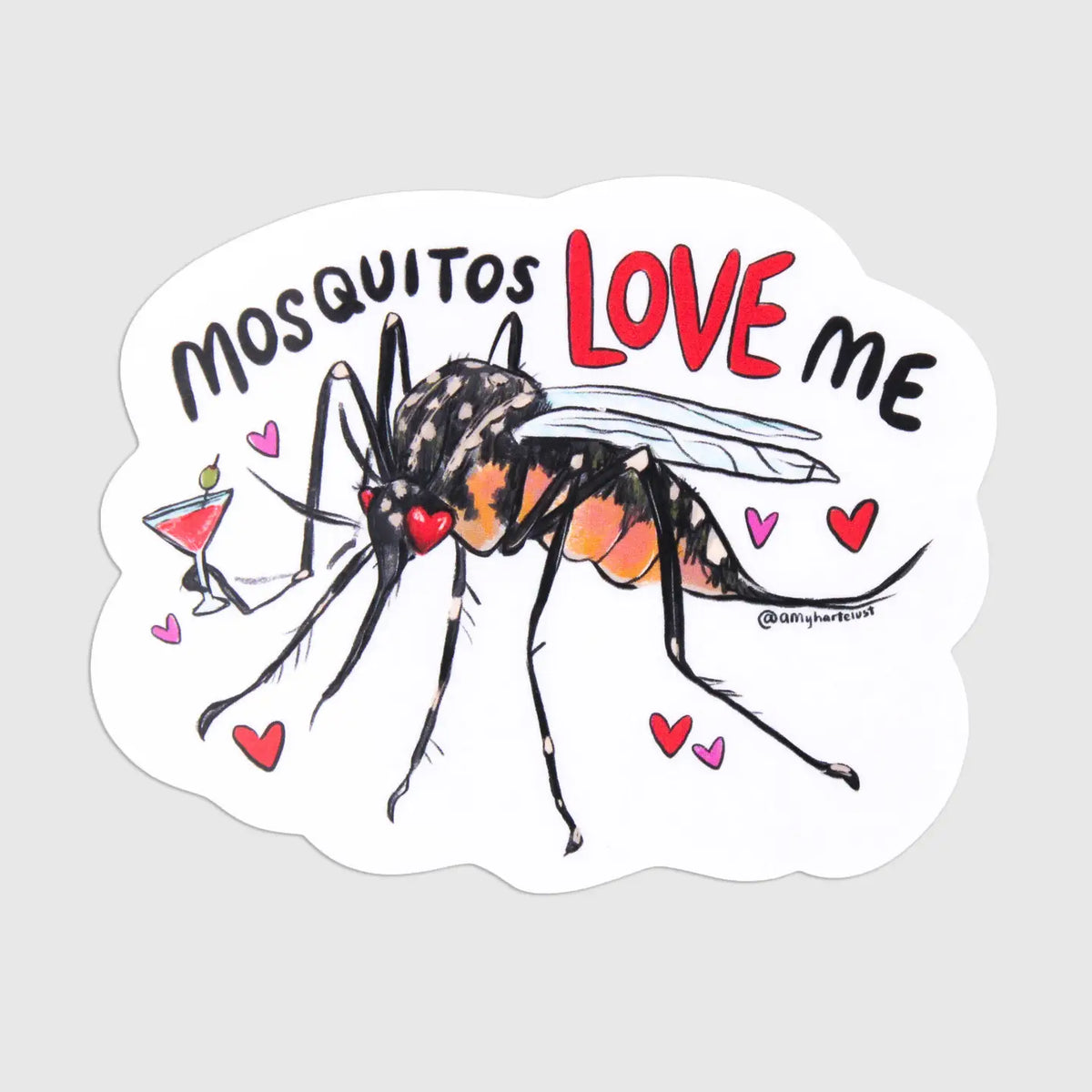 Amy Hartelust Art & Illustration - Vinyl Sticker - Mosquitos Love Me
