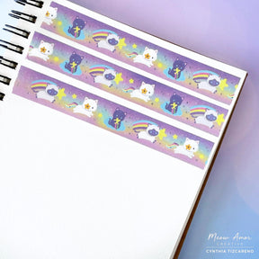 Meow Amor Creative Washi Tape - Shooting Stars Cats Holo Foil