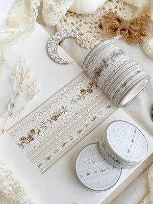 Leelajournals Washi Tape - Laces & Roses Brown