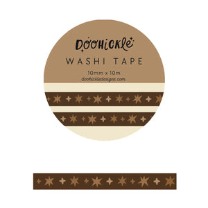 Doohickle Designs - Washi Tape - Mocha Brown Wonky Stars