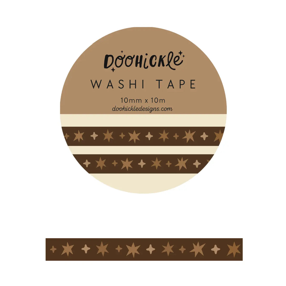 Doohickle Designs - Washi Tape - Mocha Brown Wonky Stars