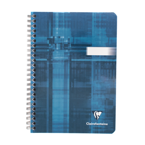 A light blue spiral-bound notebook with a silver wire binding and a white printed logo reading Clairefontaine near the bottom right, shown on a plain white background.