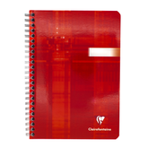 A red spiral-bound notebook with a silver wire binding and a white printed logo reading Clairefontaine near the bottom right, shown on a plain white background.