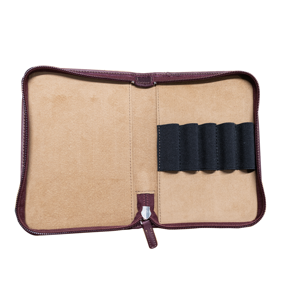 Nagasawa Kip Leather 5 Pen Zip Case - Bordeaux